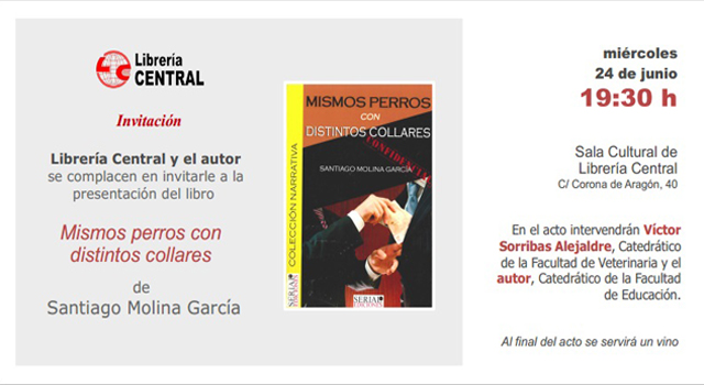 Mismos perros con distintos collares, de Santiago Molina, en librería Central Zaragoza